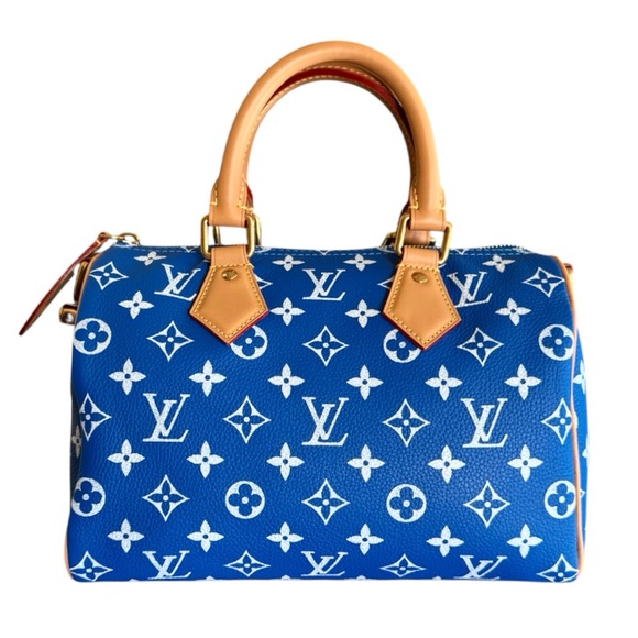 đLOUIS VUITTON RUNWAY Calfskin Monogram Speedy P9 Bandouliere 25 BLUE-GIFTABLE - Picture 5 of 15